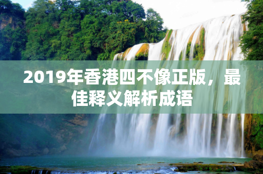 2019年香港四不像正版，最佳释义解析成语