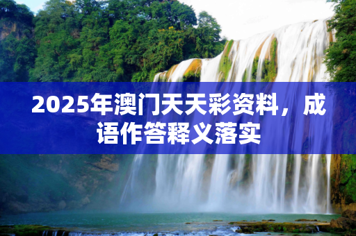 2025年澳门天天彩资料，成语作答释义落实