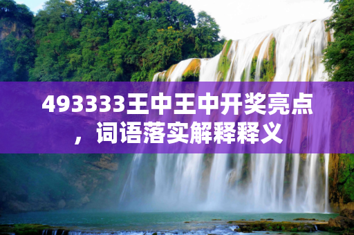 493333王中王中开奖亮点，词语落实解释释义