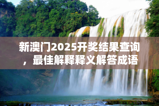 新澳门2025开奖结果查询，最佳解释释义解答成语