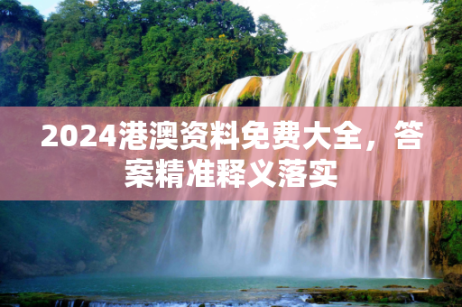 2024港澳资料免费大全，答案精准释义落实