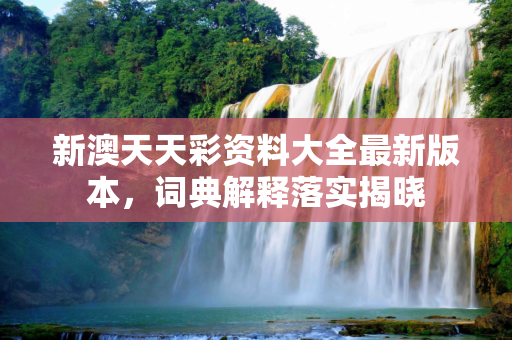 新澳天天彩资料大全最新版本，词典解释落实揭晓