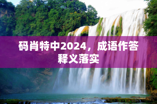 码肖特中2024，成语作答释义落实