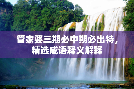 管家婆三期必中期必出特，精选成语释义解释