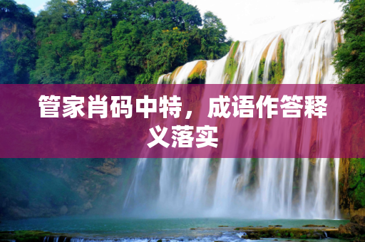 管家肖码中特，成语作答释义落实