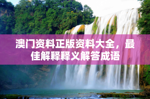 澳门资料正版资料大全，最佳解释释义解答成语