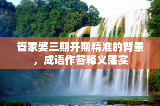 管家婆三期开期精准的背景，成语作答释义落实