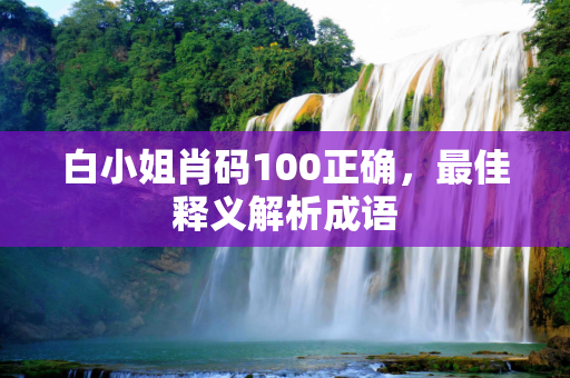 白小姐肖码100正确，最佳释义解析成语