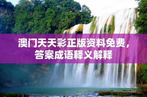 澳门天天彩正版资料免费，答案成语释义解释