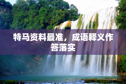 特马资料最准，成语释义作答落实