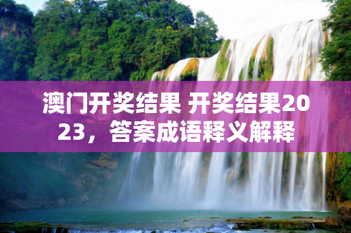 澳门开奖结果 开奖结果2023，答案成语释义解释