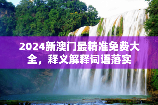 2024新澳门最精准免费大全，释义解释词语落实