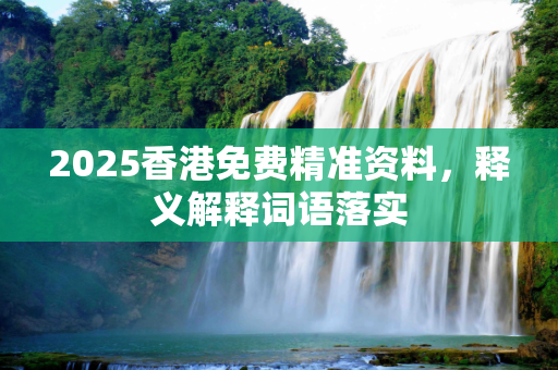 2025香港免费精准资料，释义解释词语落实