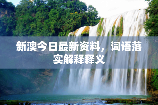 新澳今日最新资料，词语落实解释释义