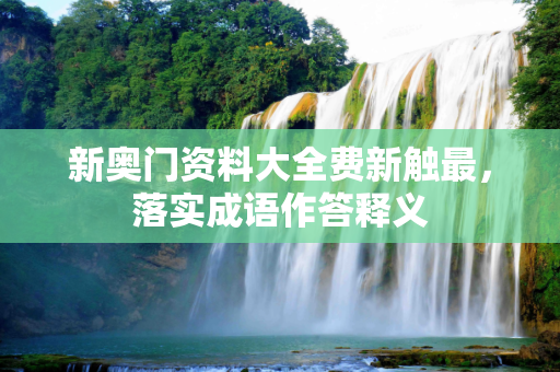 新奥门资料大全费新触最，落实成语作答释义