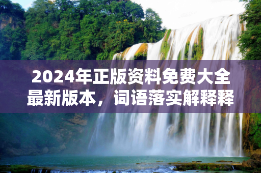 2024年正版资料免费大全最新版本，词语落实解释释义