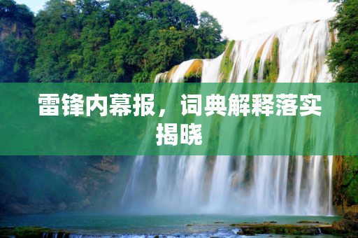 雷锋内幕报，词典解释落实揭晓