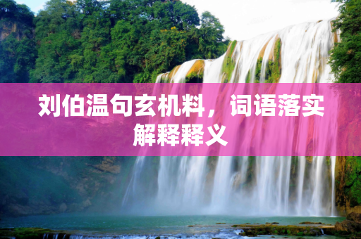 刘伯温句玄机料，词语落实解释释义