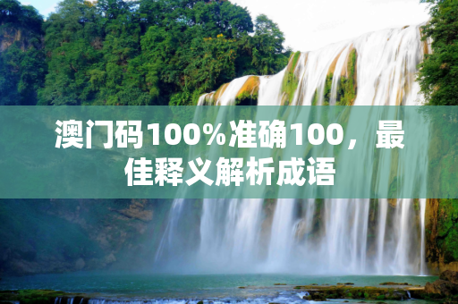 澳门码100%准确100，最佳释义解析成语