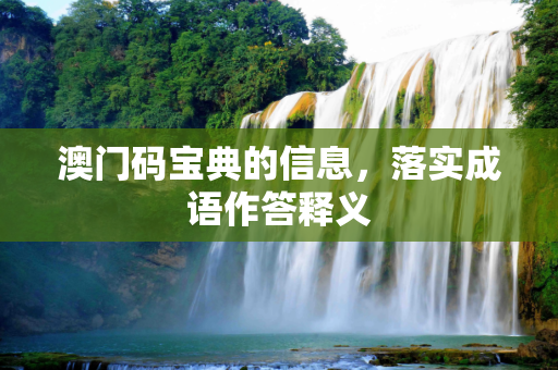 澳门码宝典的信息，落实成语作答释义