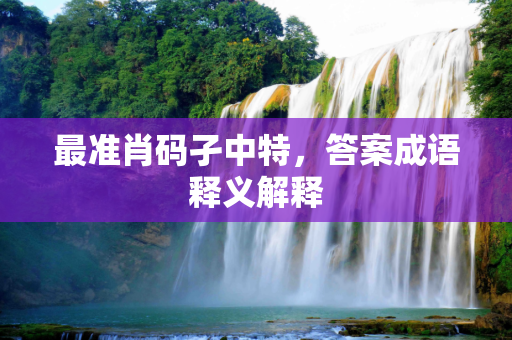 最准肖码孑中特，答案成语释义解释