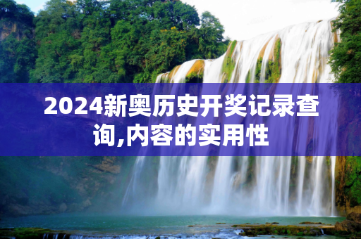 2024新奥历史开奖记录查询,内容的实用性