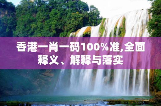 香港一肖一码100%准,全面释义、解释与落实