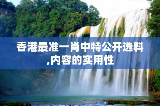 香港最准一肖中特公开选料,内容的实用性