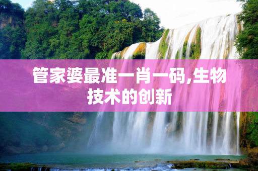 管家婆最准一肖一码,生物技术的创新