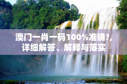 澳门一肖一码100%准确?,详细解答、解释与落实