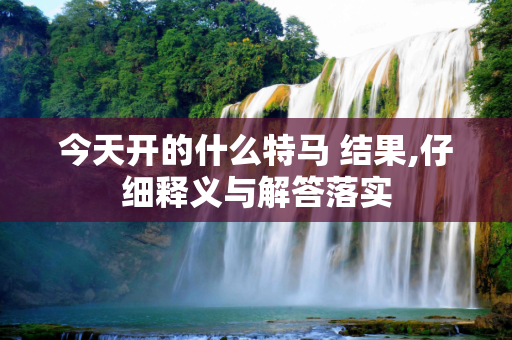 今天开的什么特马 结果,仔细释义与解答落实
