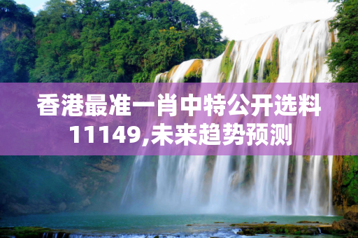 香港最准一肖中特公开选料11149,未来趋势预测
