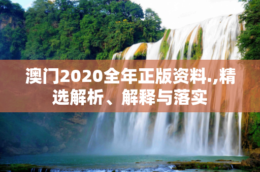 澳门2020全年正版资料.,精选解析、解释与落实