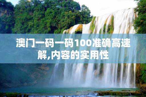 澳门一码一码100准确高速解,内容的实用性