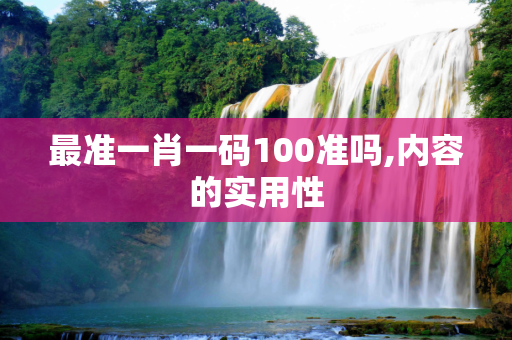 最准一肖一码100准吗,内容的实用性