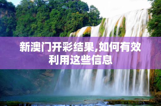 新澳门开彩结果,如何有效利用这些信息