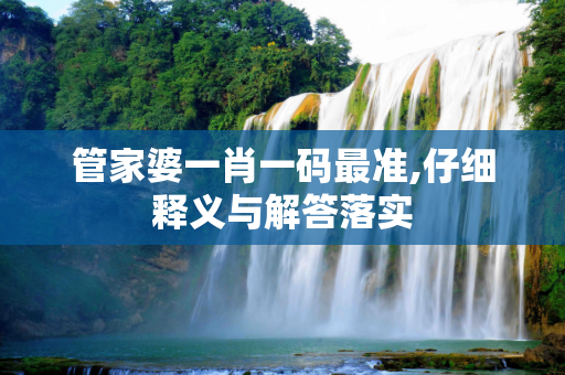 管家婆一肖一码最准,仔细释义与解答落实