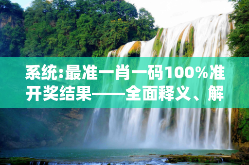 系统:最准一肖一码100%准开奖结果——全面释义、解释与落实