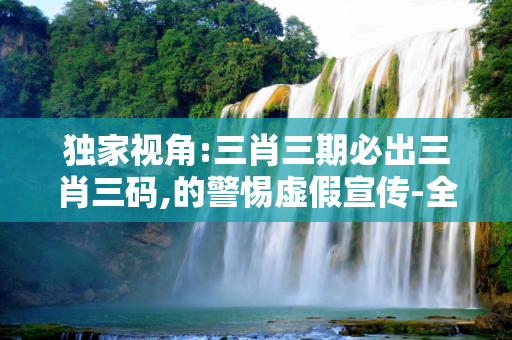 独家视角:三肖三期必出三肖三码,的警惕虚假宣传-全面释义